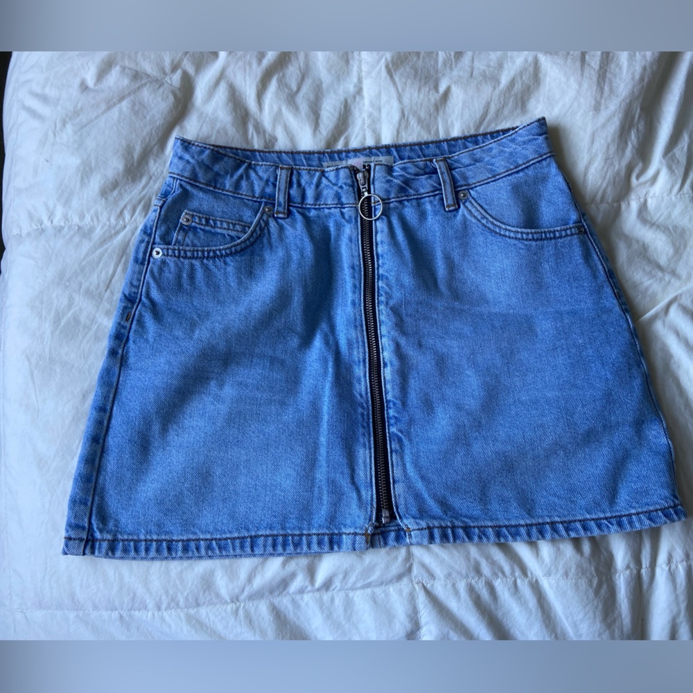 Topshop full zip moto skirt